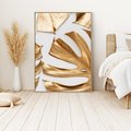 Obraz w ramie 80x120 - Siła Natury - złote, liście - rama drewno