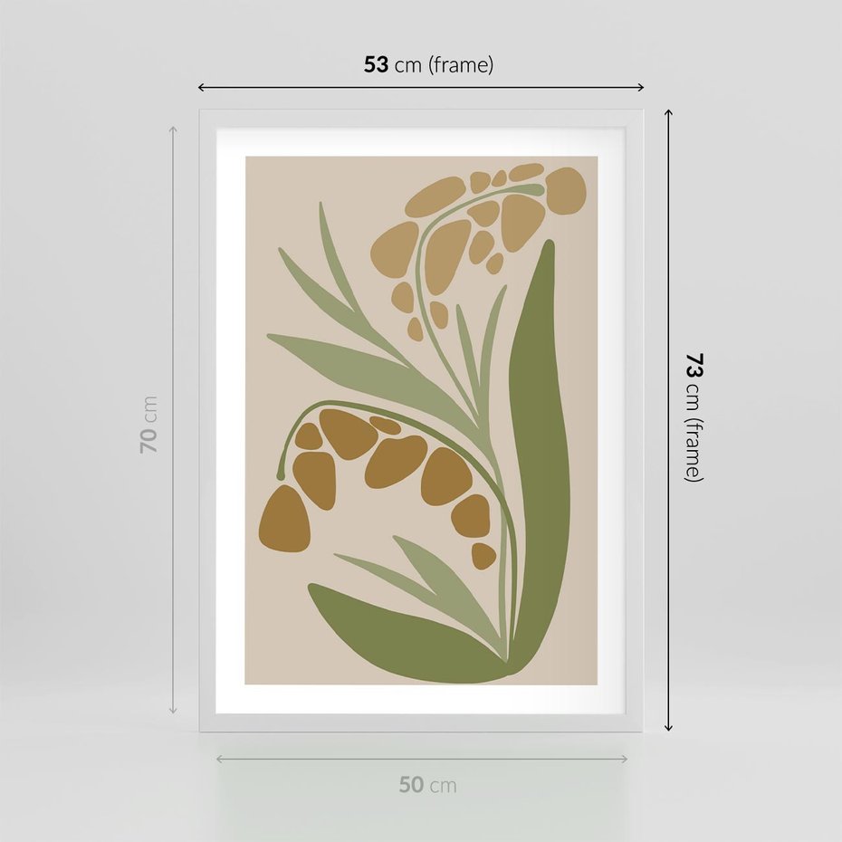 Plakat w ramie 50x70 - Minimalizm z Roślinami - nowoczesny plakat, roślinność - rama biała