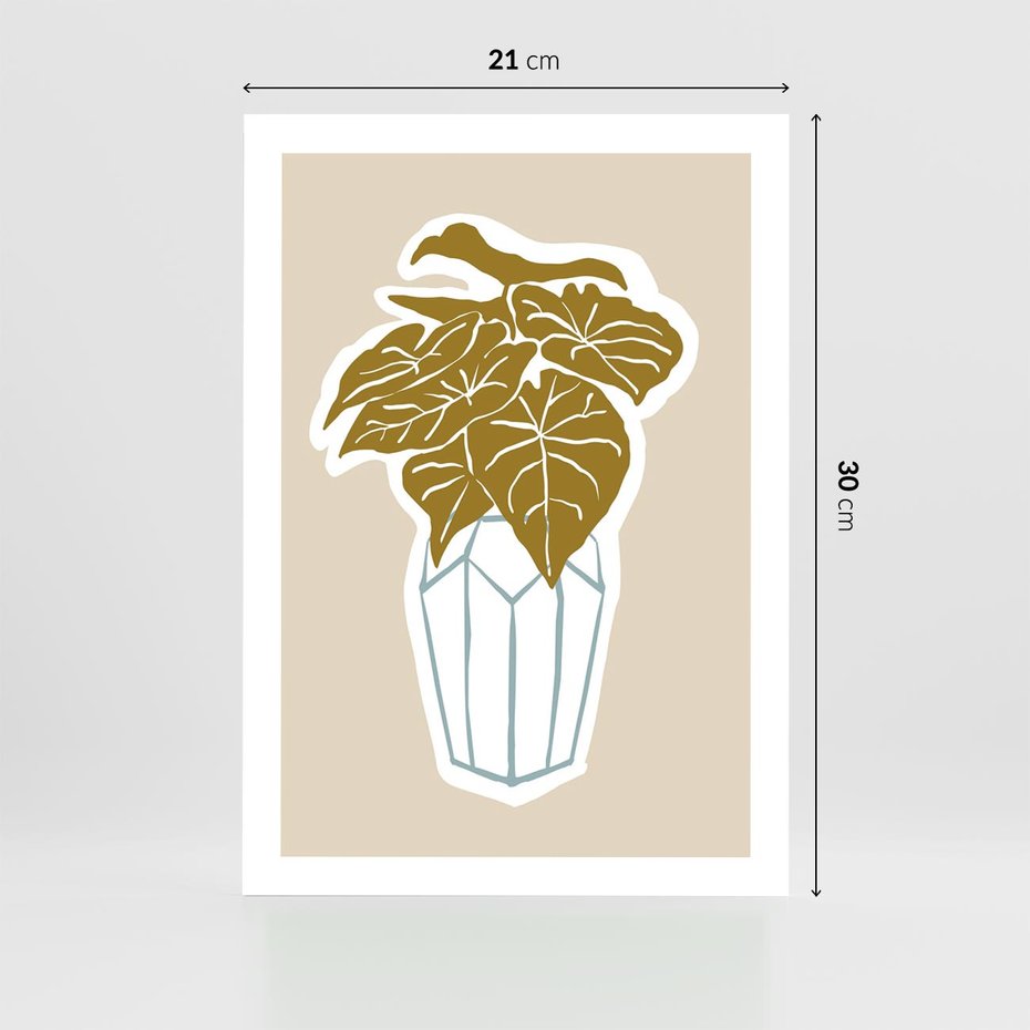 Plakat bez ramy 21x30 - Bezgraniczne Marzenia - nowoczesna kompozycja, liście monstery w wazonie