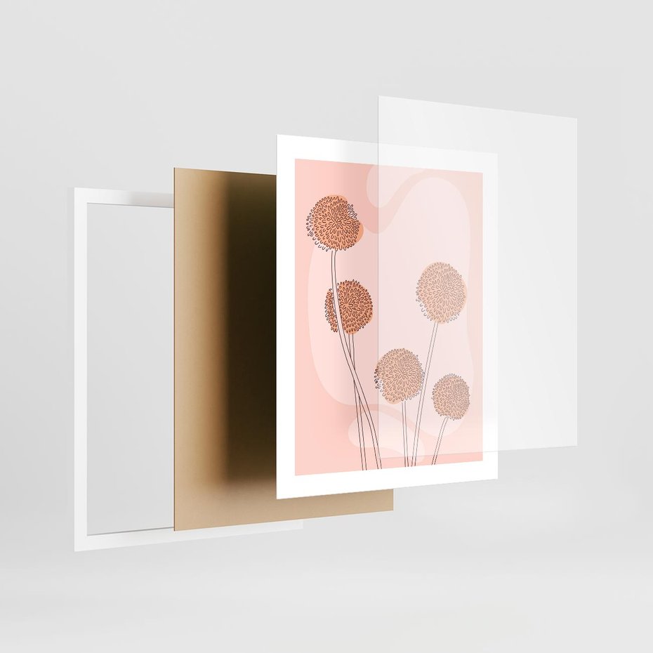 Plakat w ramie 40x50 - Rozkwitające Emocje - minimalistyczny plakat, pudrowe kwiaty - rama biała