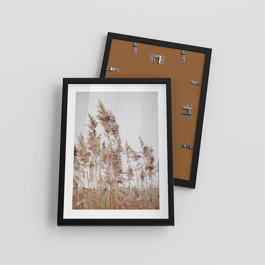 Plakat w ramie 30x40 - Boho Urok - trawy, pampas - rama czarna