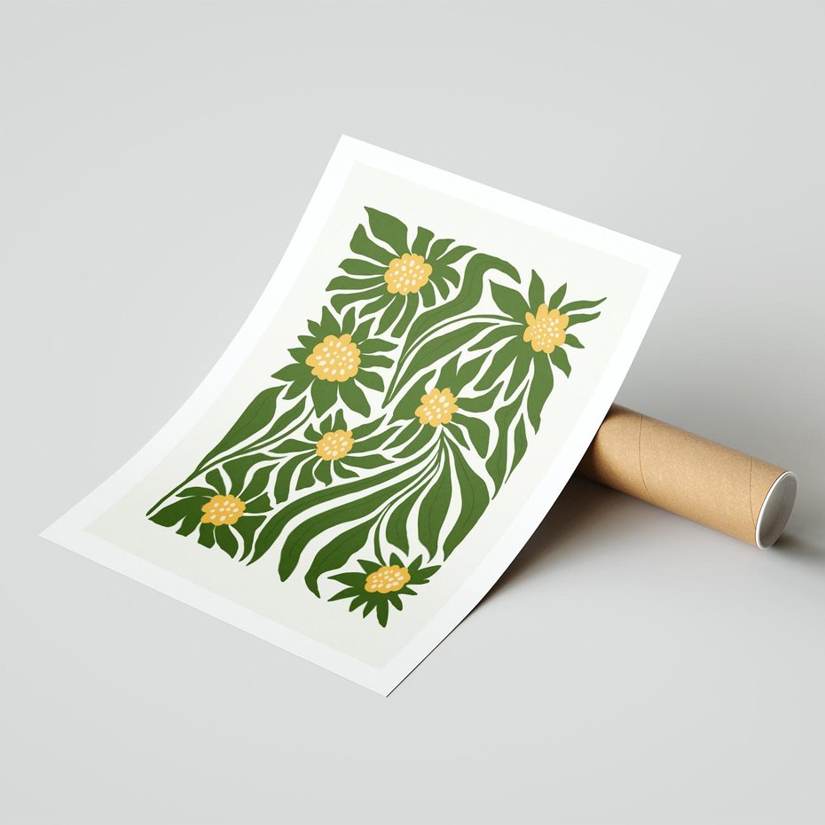 Plakat bez ramy 50x70 - Spojrzenie wgłąb roślinnego świata - abstrakcyjne kwiaty, kompozycja