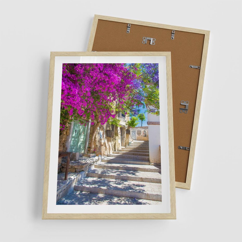 Plakat w ramie 50x70 - Urok Zaklętej Przestrzeni - uliczka, perspektywa - rama drewno