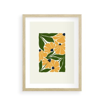 Plakat w ramie 30x40 - Świetliste Kwiaty Natury - kwiaty, nowoczesna grafika - rama drewno