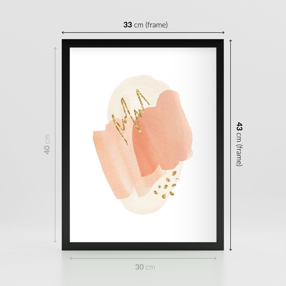 Plakat w ramie 30x40 - Rozbijające Plamy - abstrakcyjne akwarelowe plamy, minimalizm - rama czarna