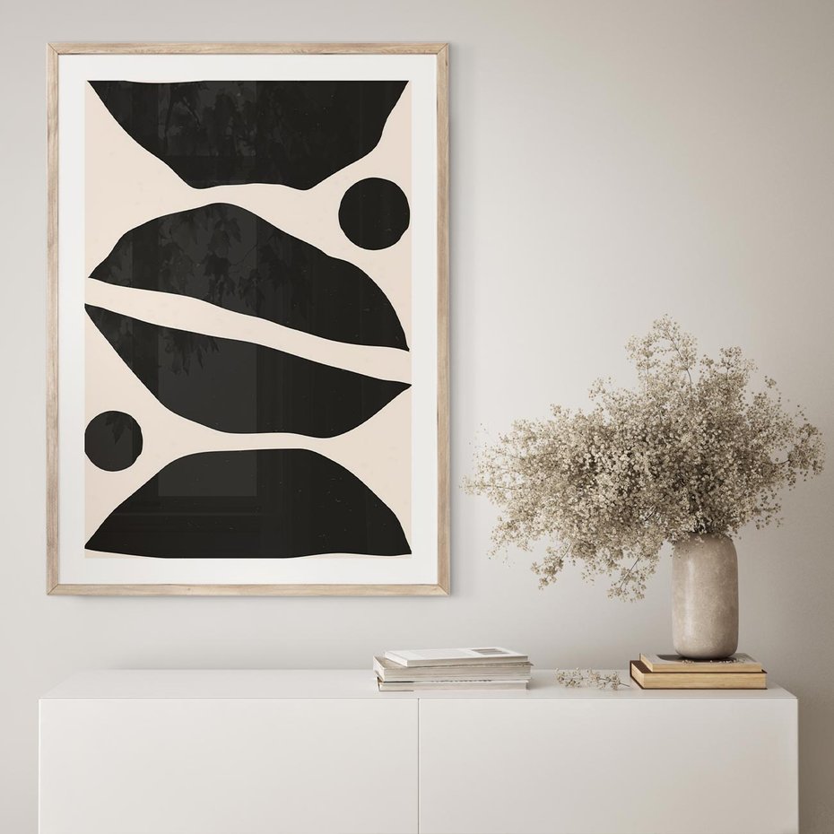 Plakat w ramie 40x50 - Surowa Abstrakcja - abstrakcyjny nowoczesny obraz, surowość - rama drewno