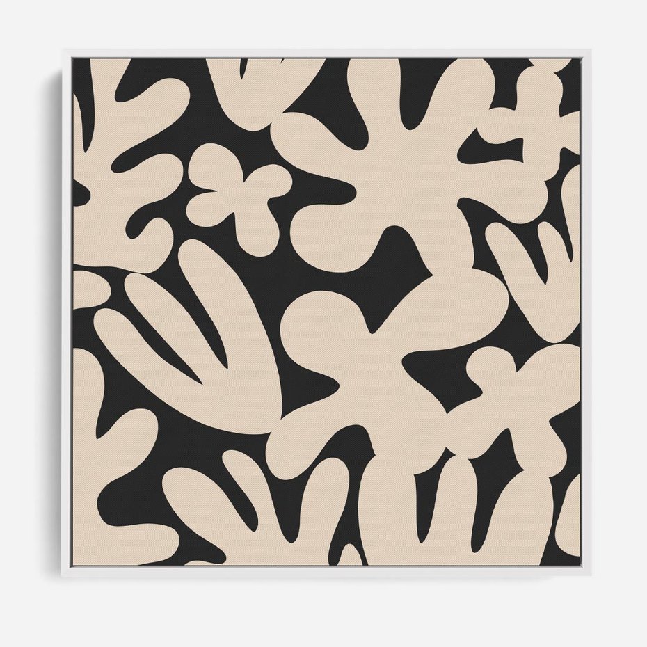 Obraz w ramie 80x80 - Księga Ukrytych Widoków - abstrakcyjne czarno białe formy, minimalizm - rama biała