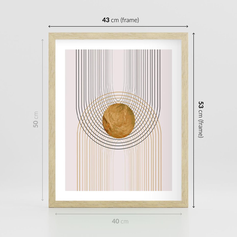Plakat w ramie 40x50 - Złota Geometria - styl modern, złoto - rama drewno