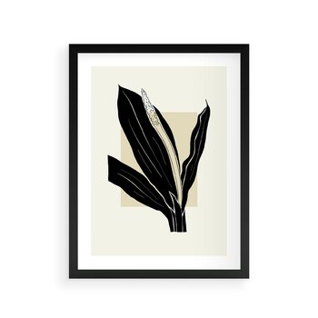 Plakat w ramie 40x50 - Harmonia liści - minimalistyczny obraz, szkic - rama czarna
