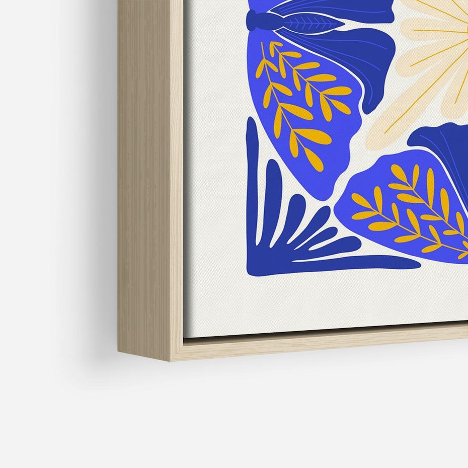 Obraz w ramie 80x80 - Księga Abstrakcji - abstrakcyjna boho kompozycja, granatowe ćmy - rama drewno