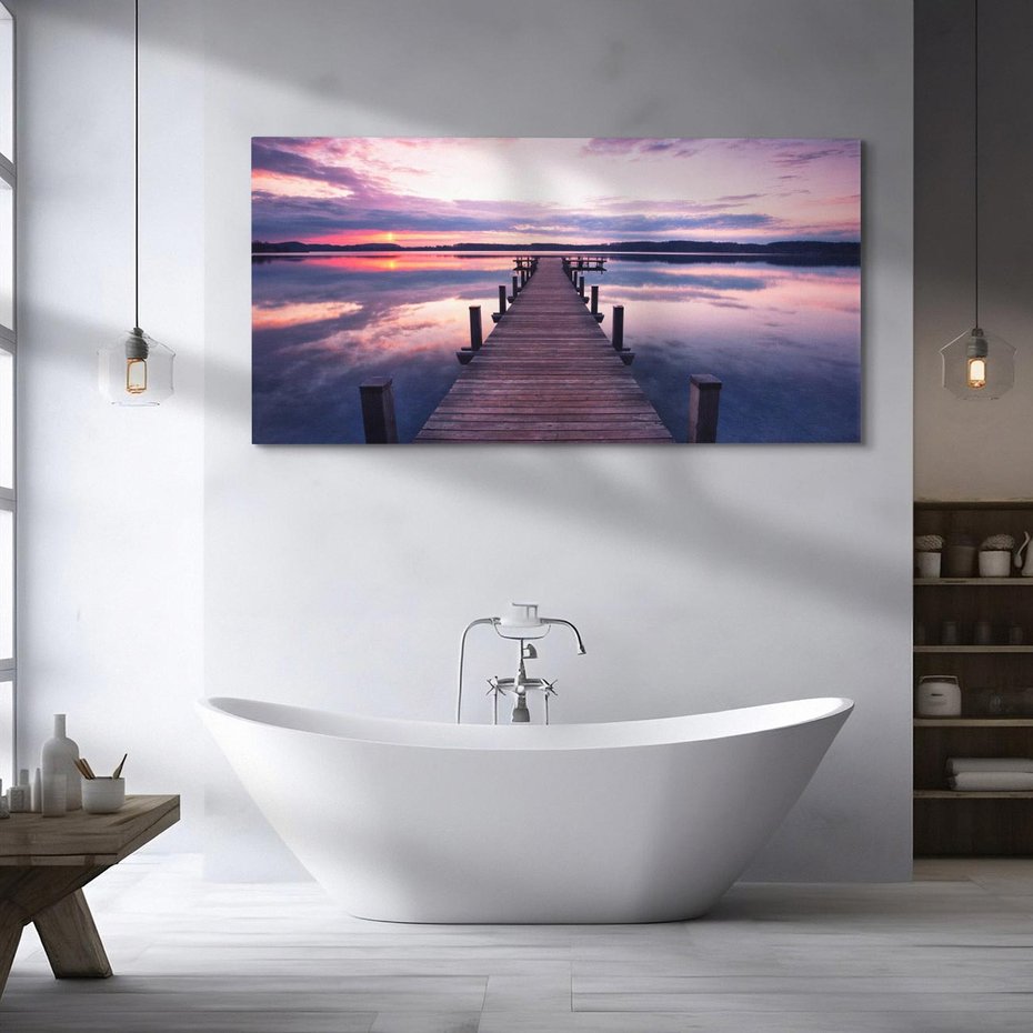 Obraz na płótnie 120x60 - spotkanie przy molo - jezioro, molo