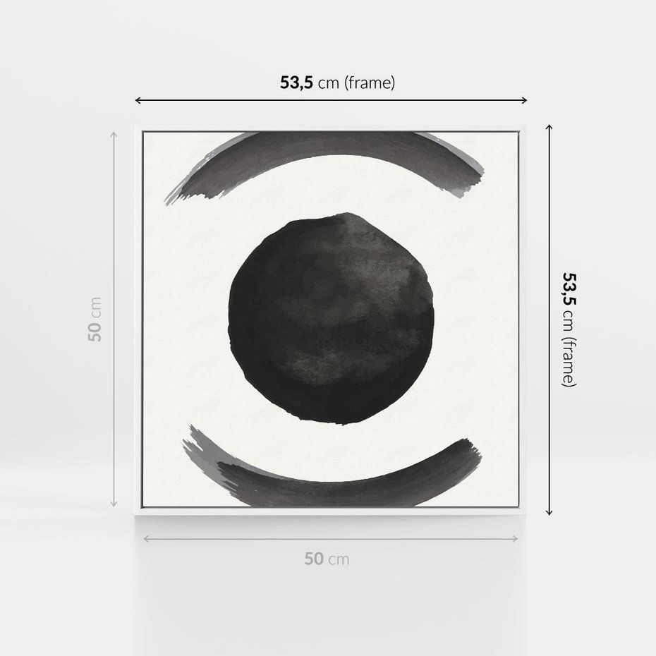 Obraz w ramie 50x50 - Bezczasowe Echo - abstrakcyjne plamy okręgi, akwarelowe - rama biała