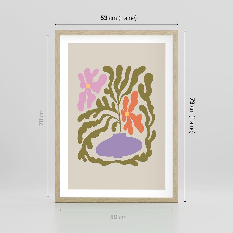 Plakat w ramie 50x70 - Kolorowe Echa - kwiaty, abstrakcja - rama drewno