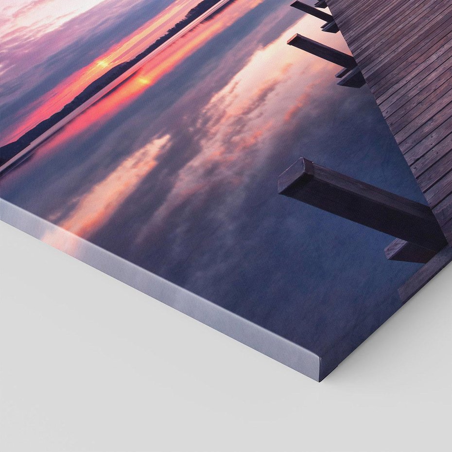 Obraz na płótnie 70x50 - spotkanie przy molo - jezioro, molo