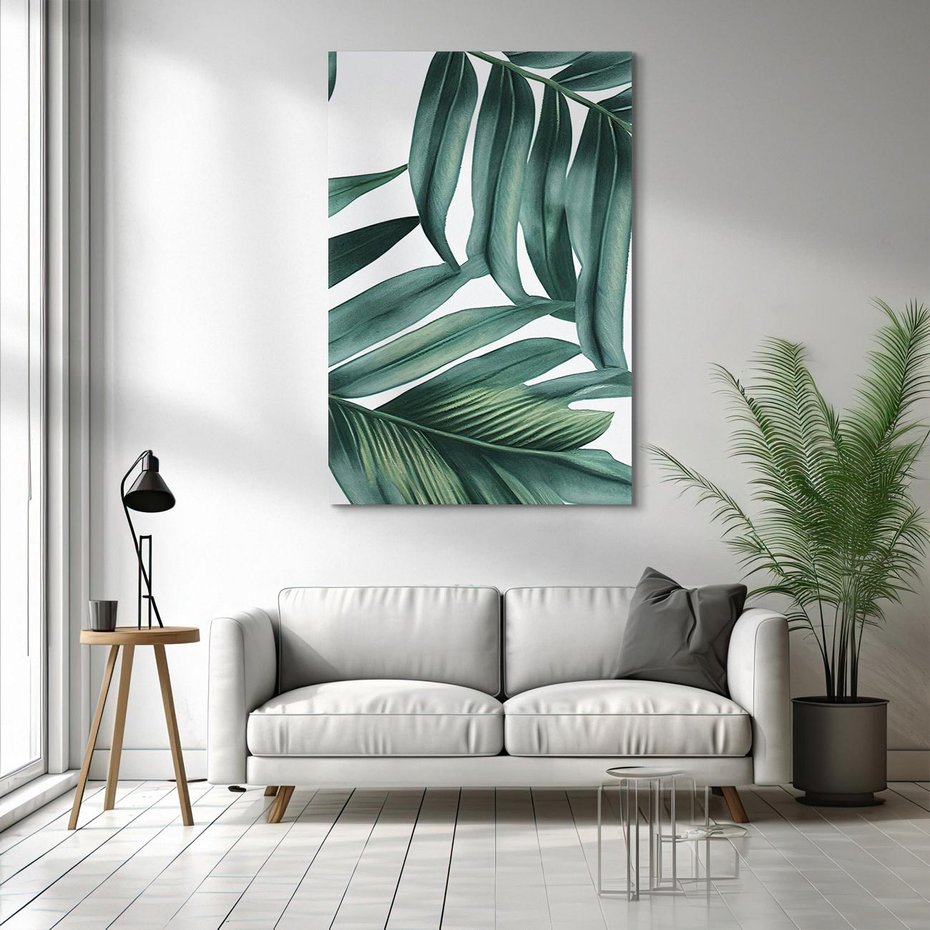 Obraz na płótnie 80x120 - Ruchome liście czasu - liście palmy, tropikalne