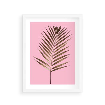 Plakat w ramie 40x50 - Promienie złotej palmy - złota, palma - rama biała