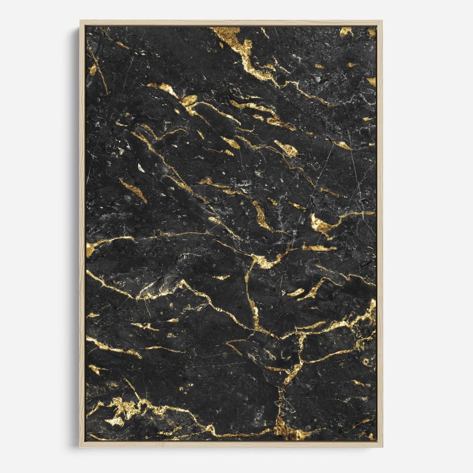 Obraz w ramie 80x120 - Egzotyczny Blask - marmur, złoto - rama drewno