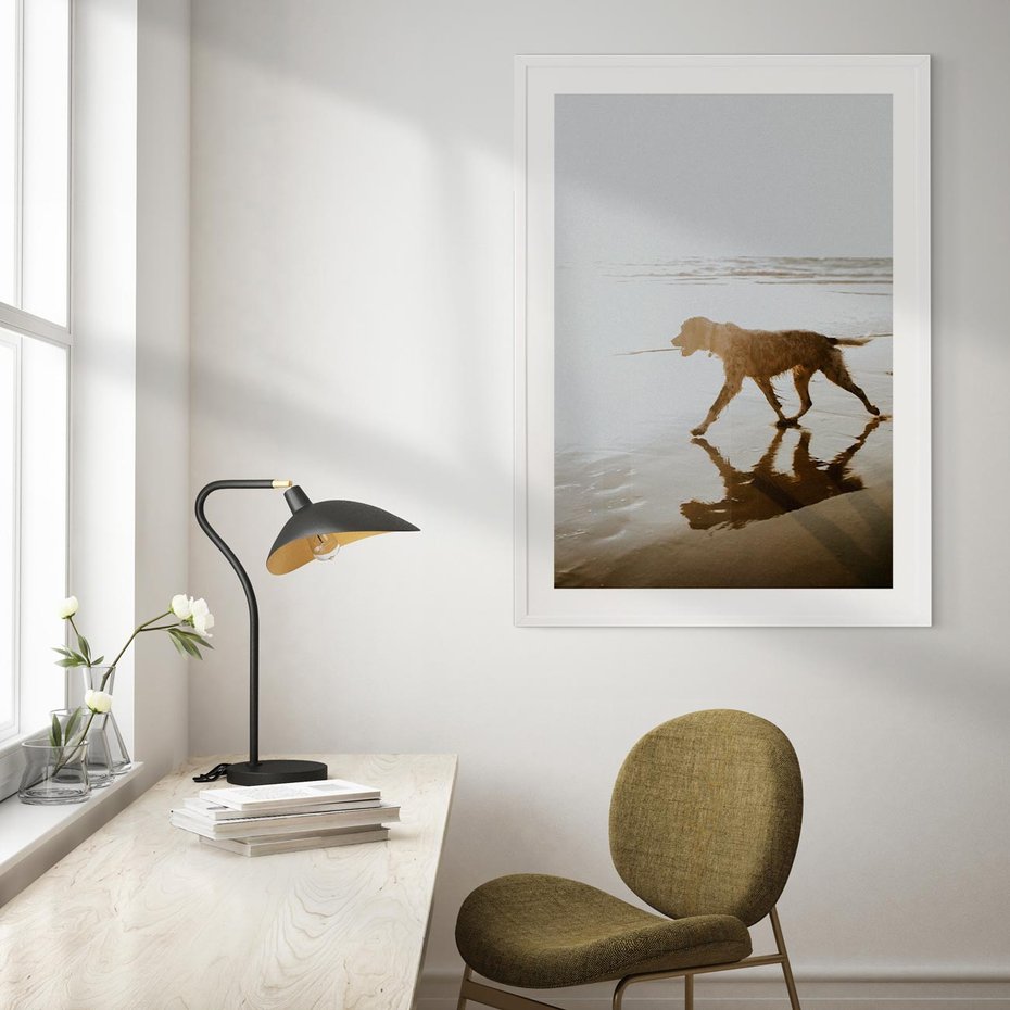 Plakat bez ramy 30x40 - Przyjaciel na Plaży - pies, na plaży