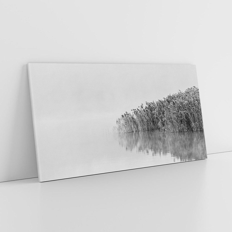 Obraz na płótnie 100x50 - Mglisty Brzeg Jeziora - czarno białe zdjęcie, zamglone jezioro