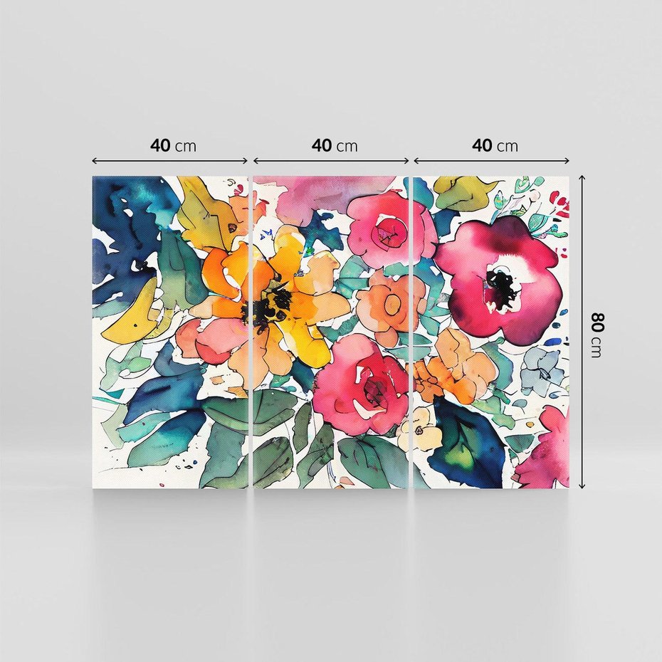 Obraz na płótnie 120x80 - Kwiatowy Impuls Kolorów - abstrakcyjne kolorowe kwiaty, szkic