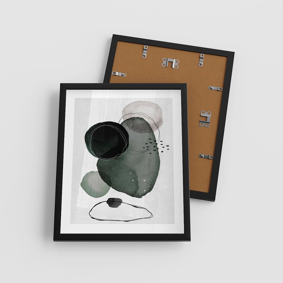 Plakat w ramie 40x50 - Abstrakcyjne Plamy w Akwareli - abstrakcyjne akwarelowe plamy - rama czarna