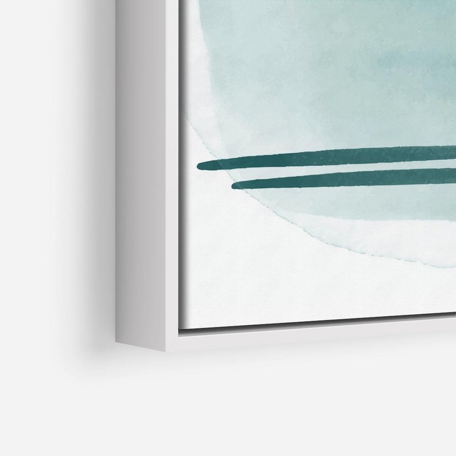 Obraz w ramie 50x50 - Turkusowy Świat - minimlizm, abstrakcja - rama biała