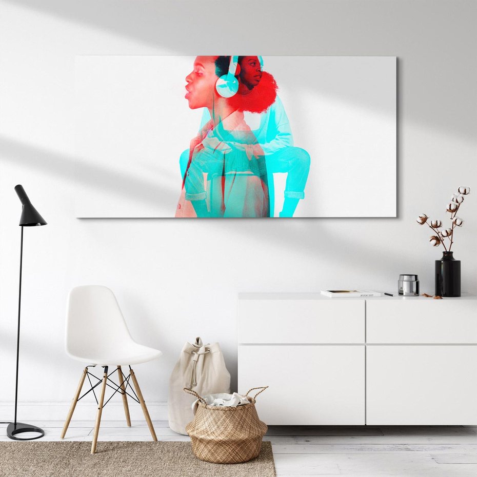 Obraz na płótnie 120x60 - Rytmy Wspomnień - kolaż zdjęć, kobieta