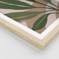 Plakat w ramie 30x40 - Nowoczesność Natury: Plakat z Zielonymi Liśćmi - nowoczesny plakat, beż - rama drewno