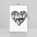 Obraz na płótnie 50x70 - Drzewo Serca - czarne serce, tekstura jak kora drzewa
