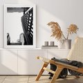 Plakat w ramie 50x70 - Monochromatyczna Sceneria Wieżowców - architektura, wieżowce - rama biała