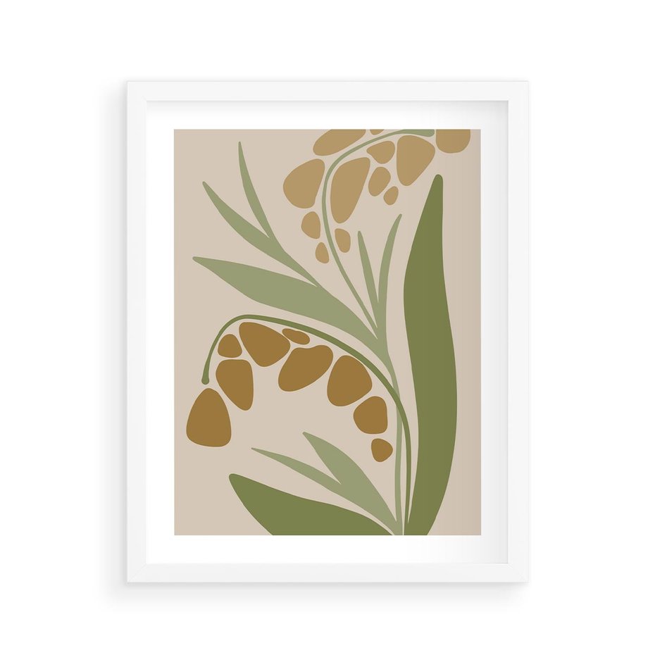 Plakat w ramie 40x50 - Minimalizm z Roślinami - nowoczesny plakat, roślinność - rama biała