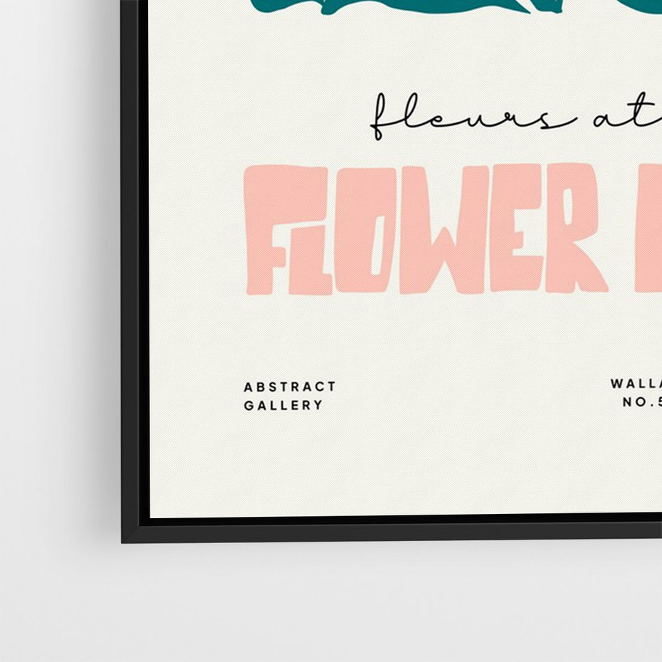 Obraz w ramie 70x100 - Taniec Kształtów - kwiaty, abstrakcyjna kompozycja - rama czarna