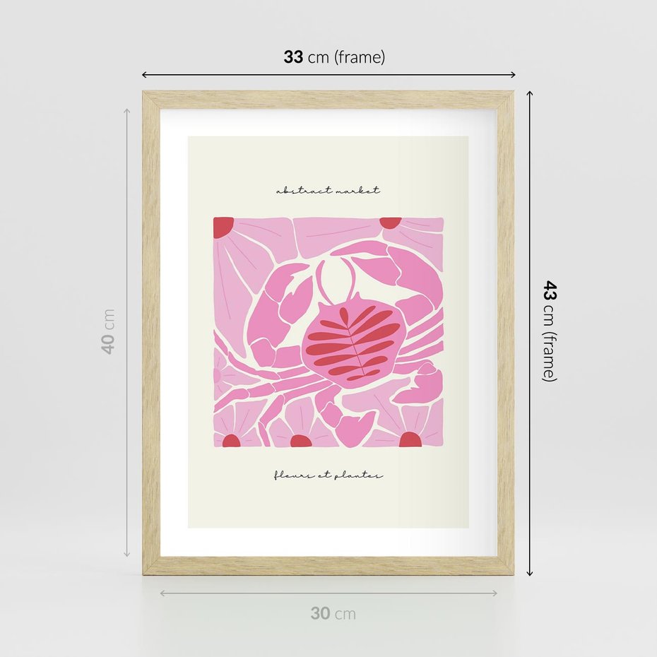 Plakat w ramie 30x40 - Rozświetlone Impresje - abstrakcyjny plakat, krab - rama drewno