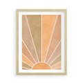 Plakat w ramie 50x70 - Grafika Boho w Odcieniach Pomarańczu - boho słońce, grafika - rama drewno