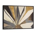 Obraz w ramie 100x70 - Szept roślinnych emocji - olejna abstrakcja, złoto i brąz - rama czarna