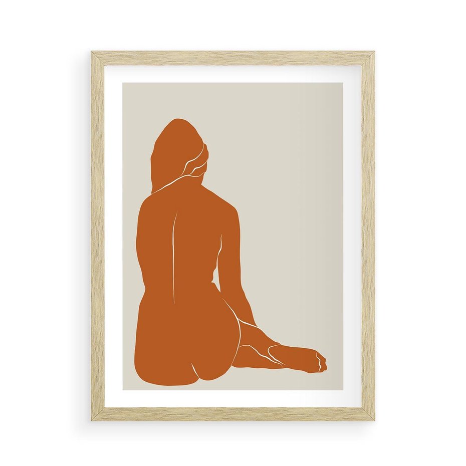 Plakat w ramie 50x70 - Kobieca Sylwetka w Stylu Modernistycznym - modernistyczny pakat, kobieca sylwetka - rama drewno