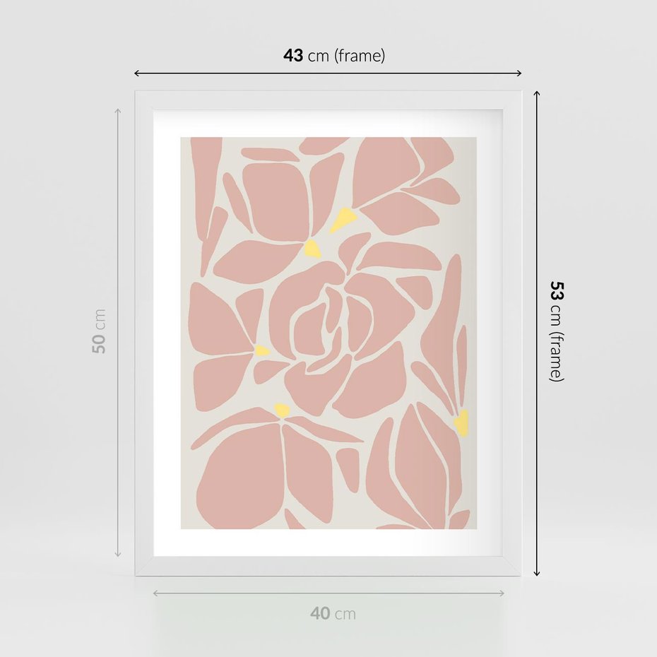 Plakat w ramie 40x50 - Rozplątane Akwarelowe Formy - abstrakcyjne boho kwiaty, kompozycja - rama biała