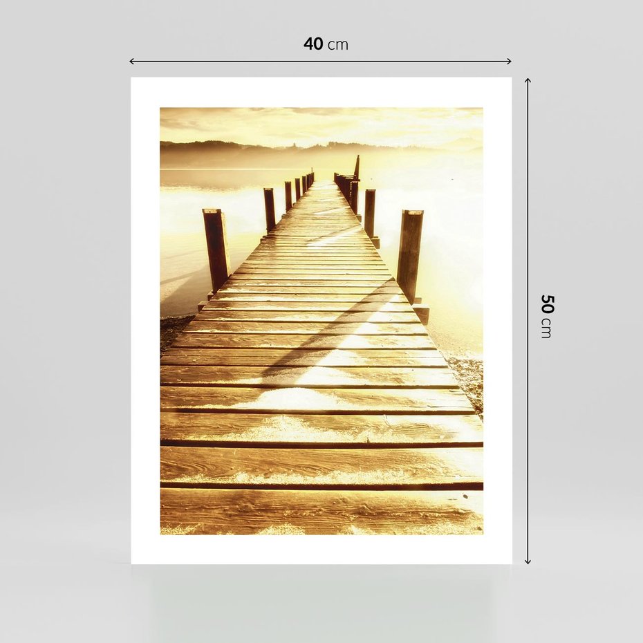 Plakat bez ramy 40x50 - Stary pomost w sepia - pomost, sepia