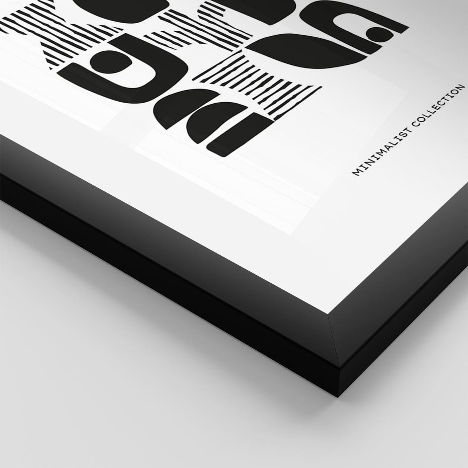 Plakat w ramie 50x70 - Taniec Dziwacznych Kresek - minimalistyczny plakat, czarno biały - rama czarna