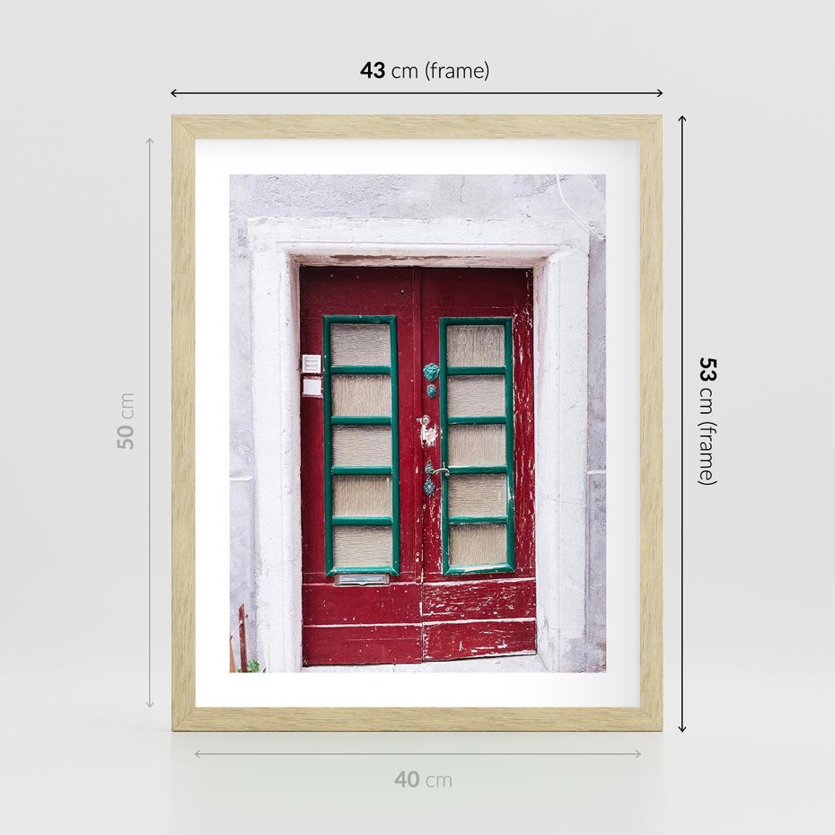 Plakat w ramie 40x50 - Retro Przez Drzwi - drzwi, retro - rama drewno