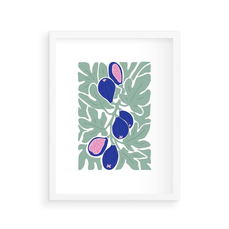 Plakat w ramie 30x40 - Figi Fioletu - figi, sztuka nowoczesna - rama biała