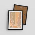 Plakat w ramie 30x40 - Grafika Boho w Odcieniach Pomarańczu - boho słońce, grafika - rama czarna