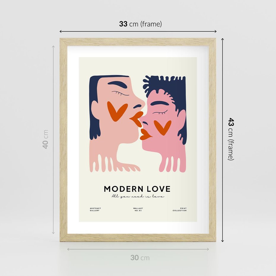 Plakat w ramie 30x40 - Miłość w Kompozycji - miłość, para zakochanych - rama drewno