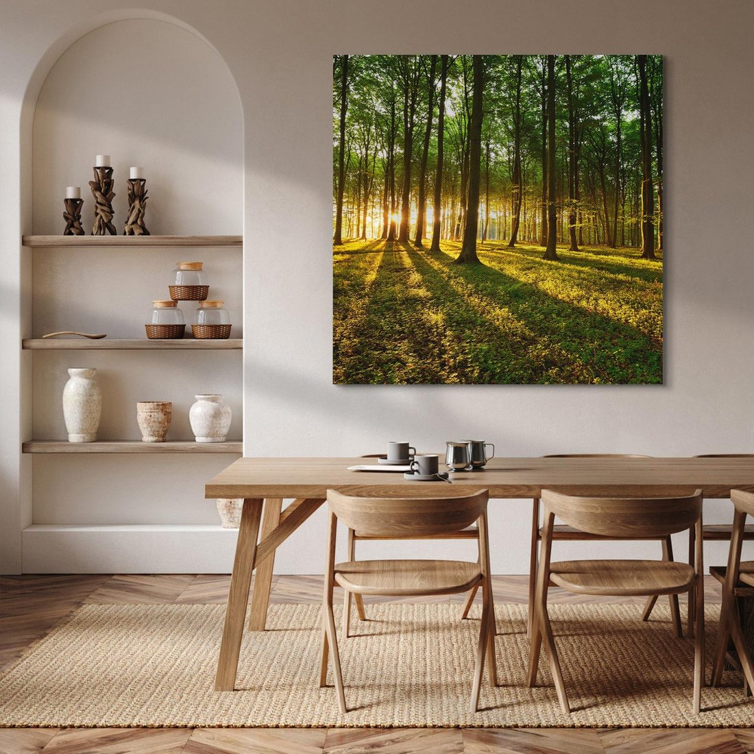 Obraz na płótnie 70x70 - Mistyfikujący urok leśnej głuszy - las, drzewa