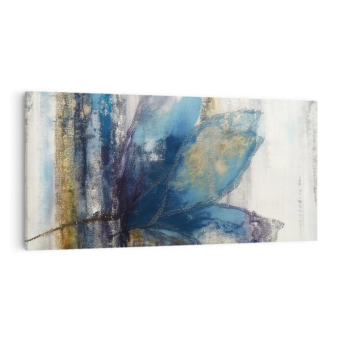 Obraz na płótnie 100x50 - Tekstura Kwiatu - olejny obraz, niebieski kwiat