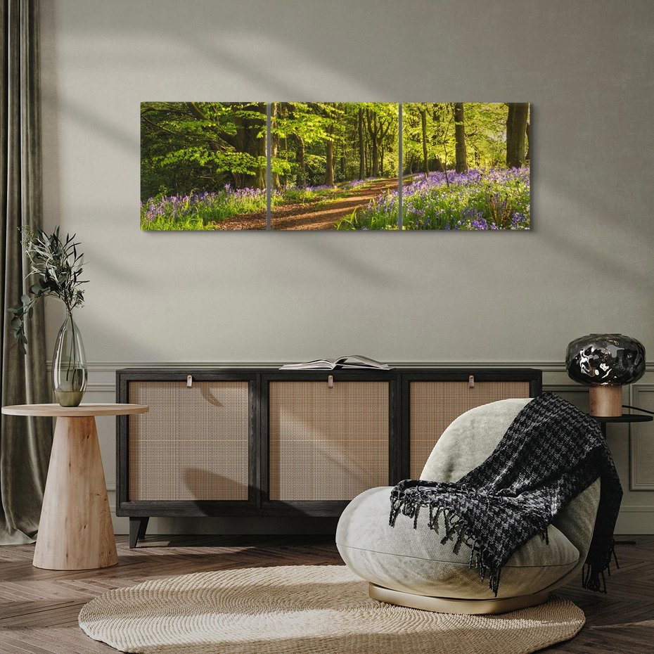 Obraz na płótnie 120x40 - Magia lasu: Drzewa w tajemniczej otoczce - las, drzewa