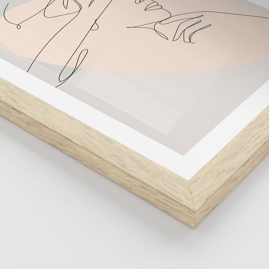 Plakat w ramie 40x50 - Twarz Kobiety w Pastelach - minimalistyczna grafika, pastelowe tłó - rama drewno