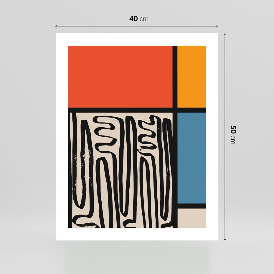 Plakat bez ramy 40x50 - Podróżne Wibracje Serca - abstrakcyjny obraz, proste linie