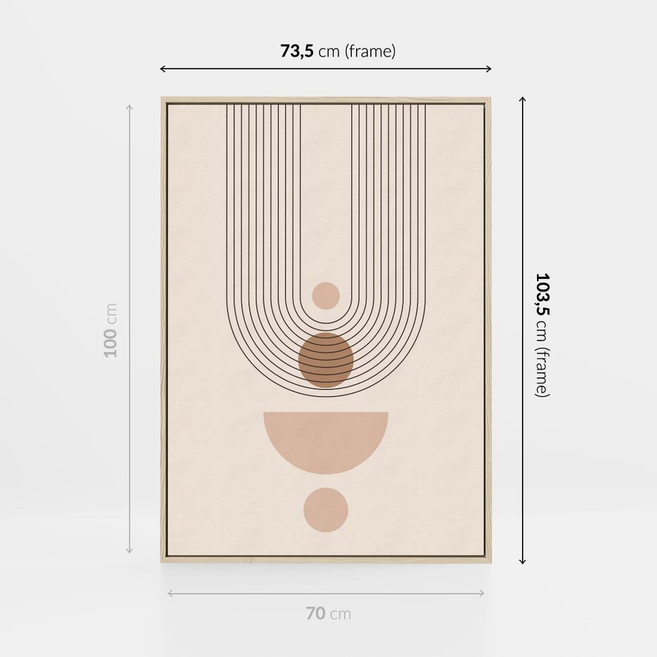 Obraz w ramie 70x100 - Strukturalne Kształty Postępu - boho plakat, minimalizm - rama drewno