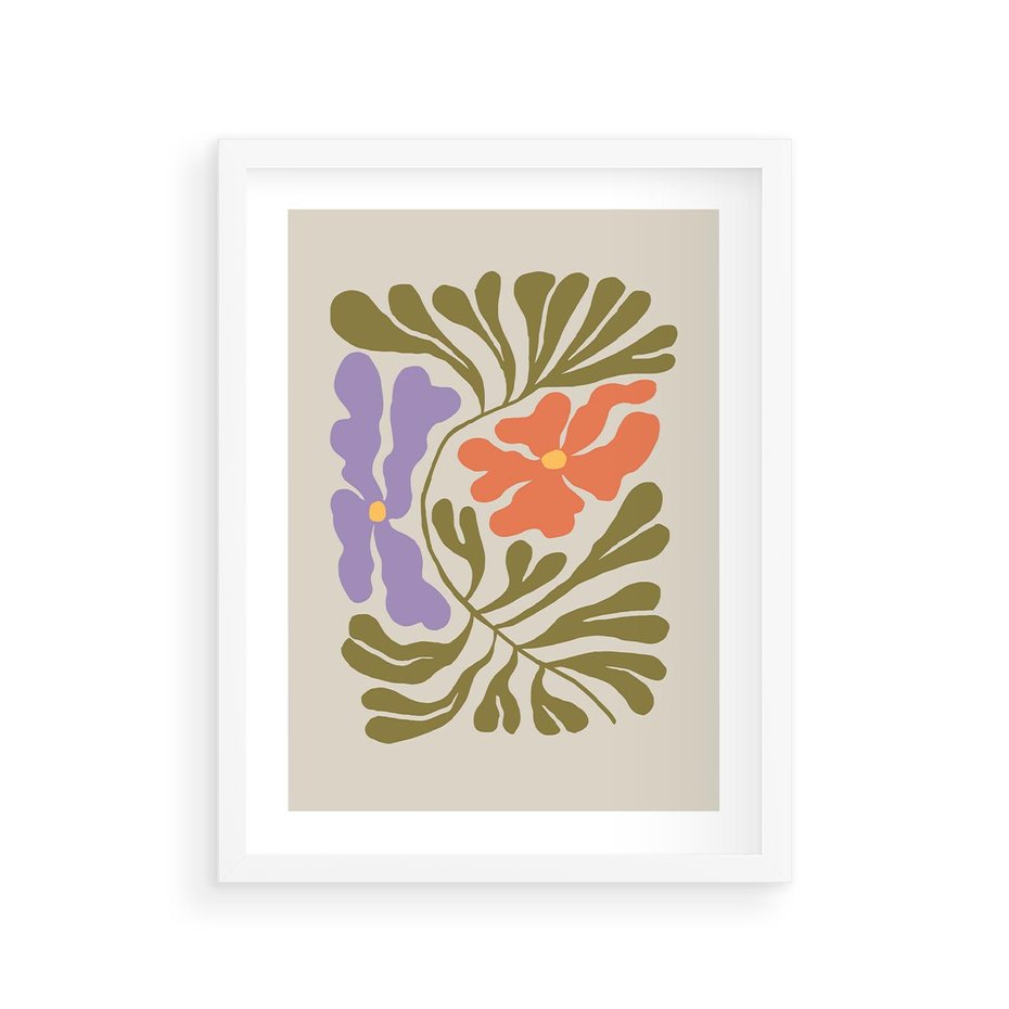 Plakat w ramie 30x40 - Bezgraniczne Impresje - kwiaty, abstrakcja - rama biała